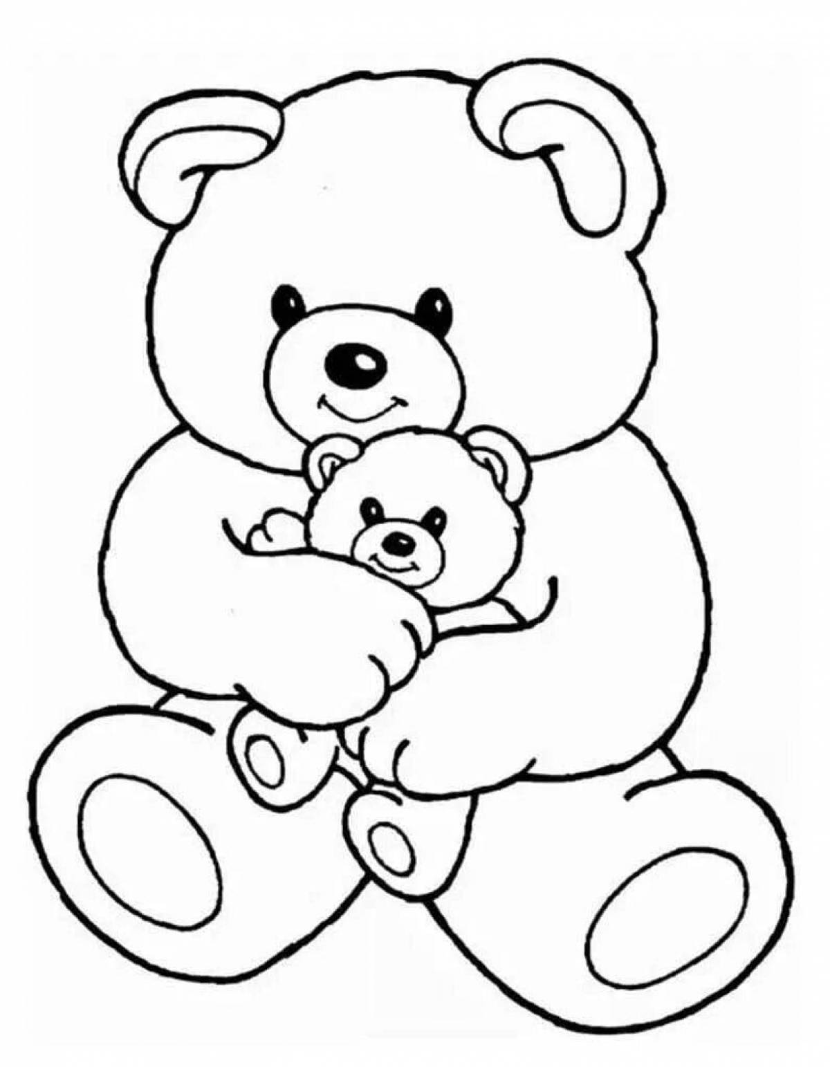 Coloring book cheerful teddy bear