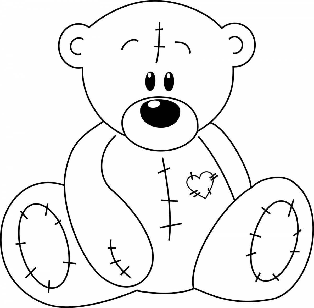 Coloring book playful teddy bear