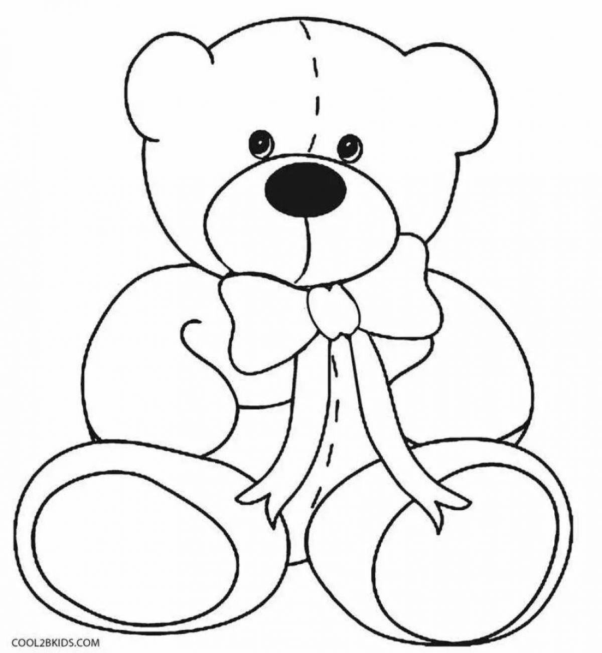 Coloring book smiling teddy bear