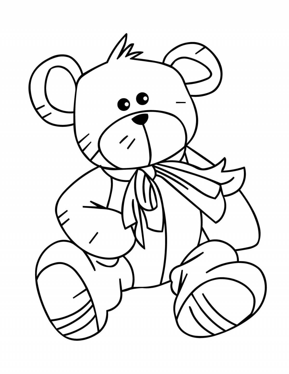 Coloring book loving teddy bear