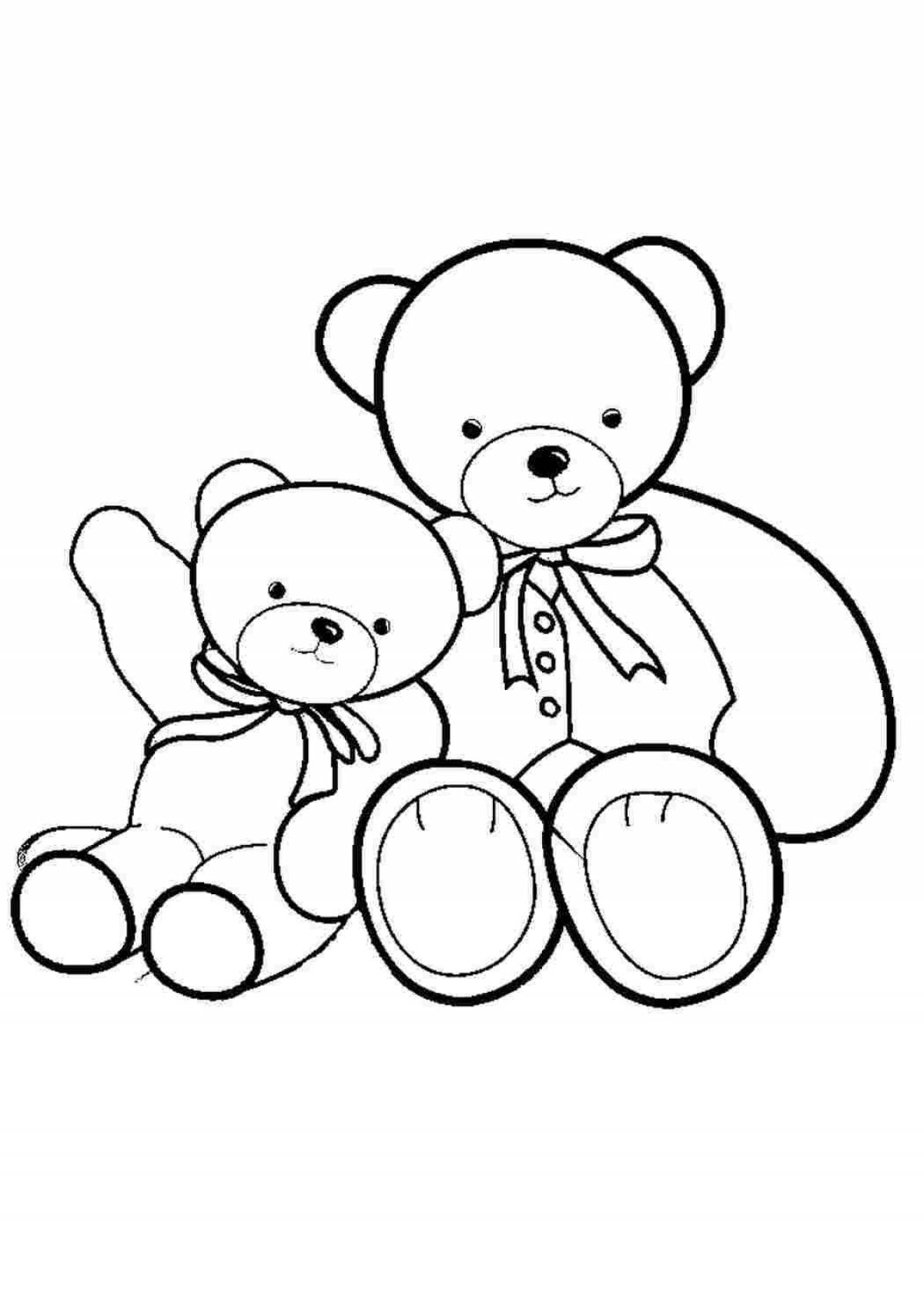 Coloring teddy bear during the game
