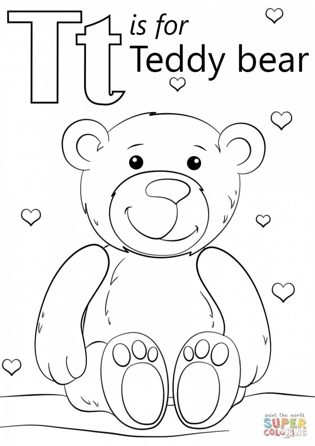 Delighted teddy bear coloring book