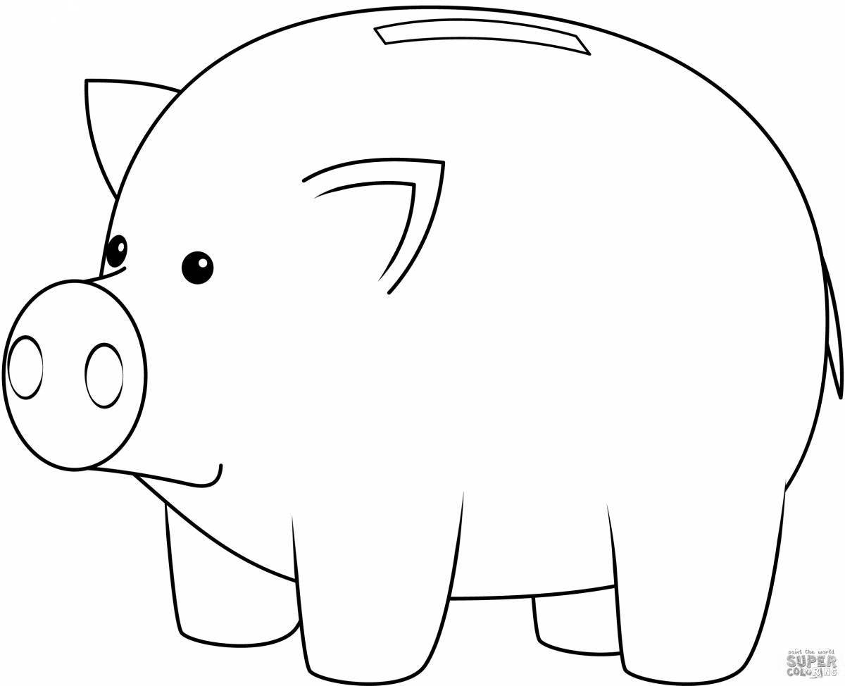 Colorful piggy bank coloring book