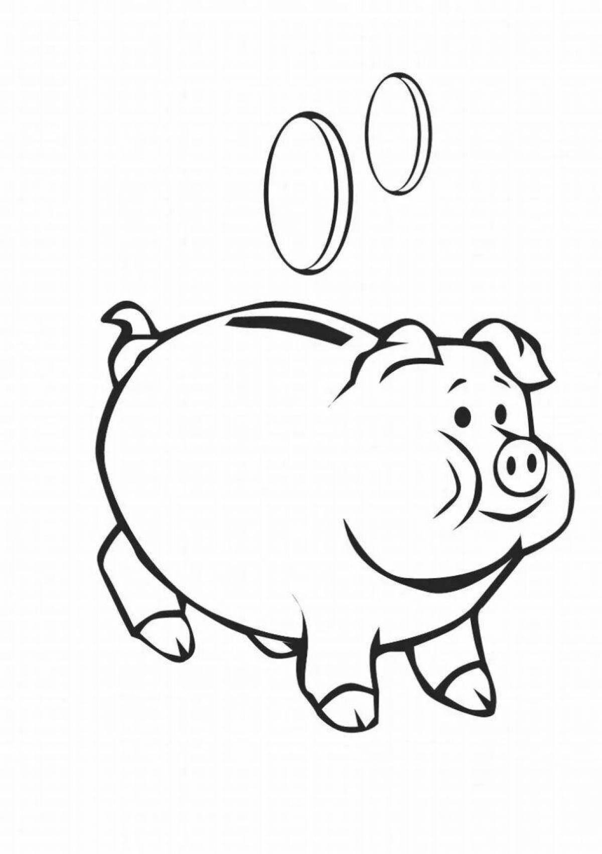 Coloring cute piggy bank