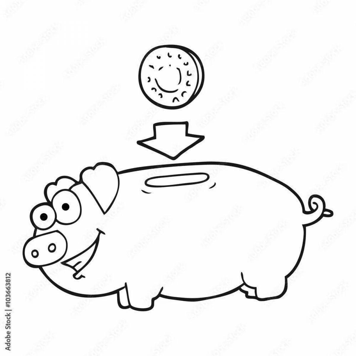 Amazing piggy bank coloring page
