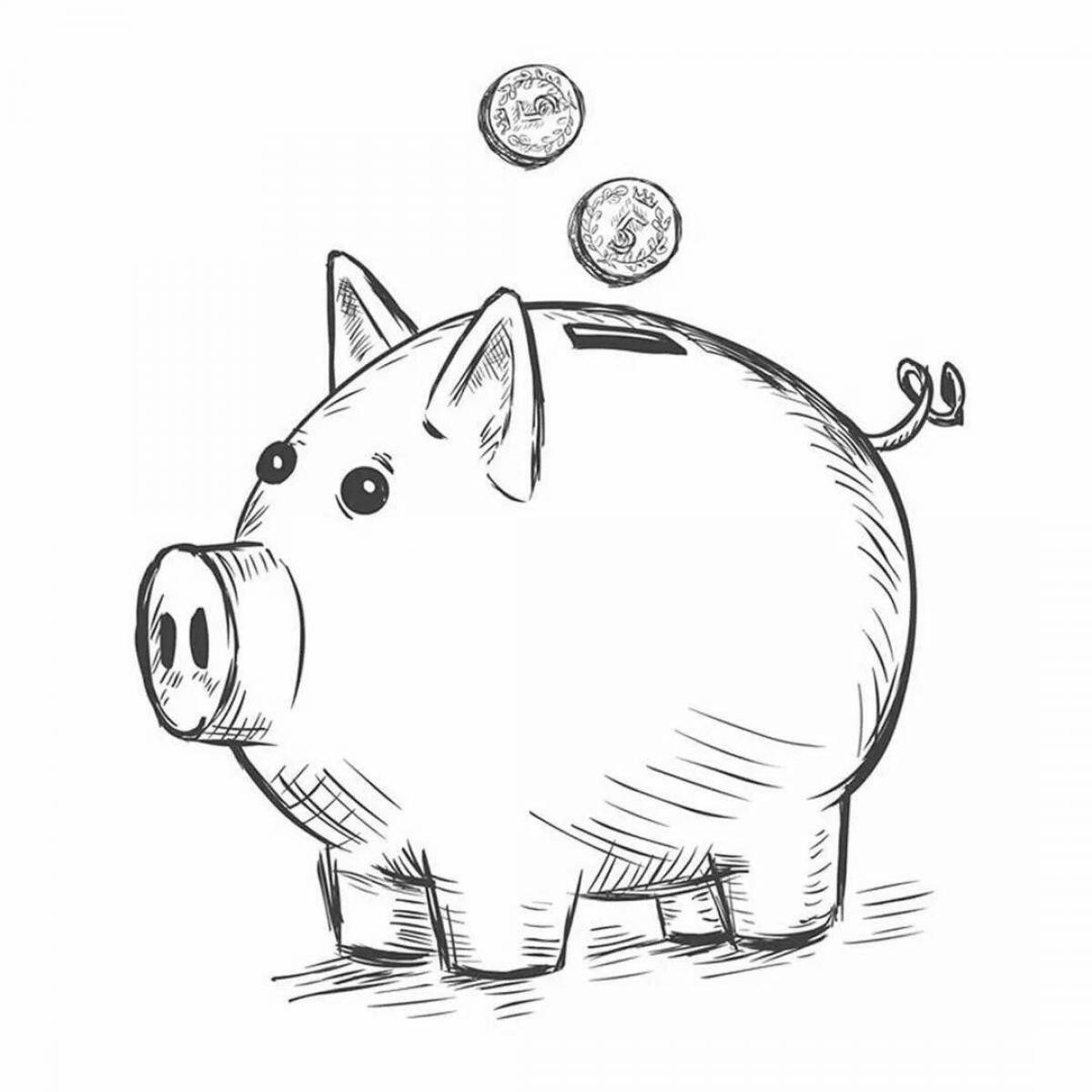 Fun piggy bank coloring book