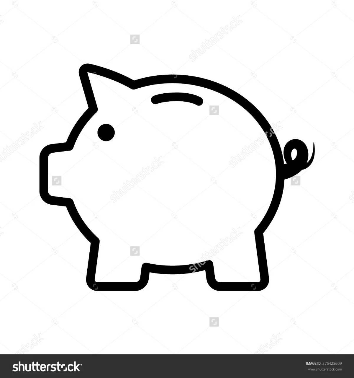 Sparkling piggy bank coloring book