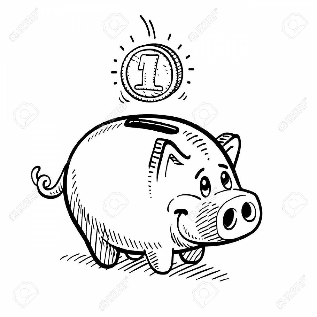 Coloring piggy bank color-explosion