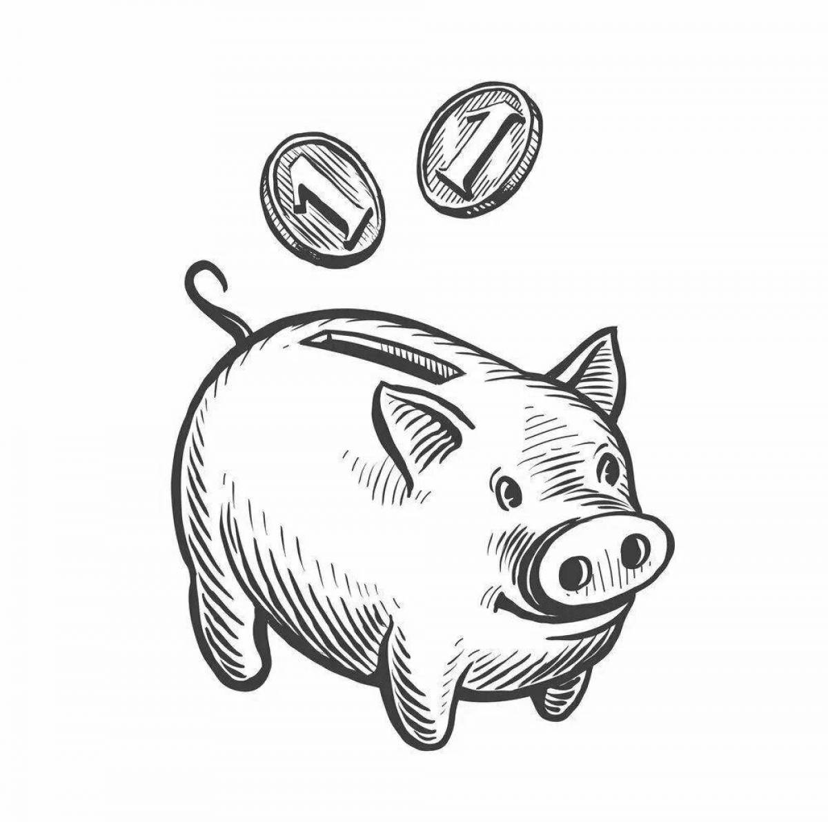 Coloring piggy bank coloring page