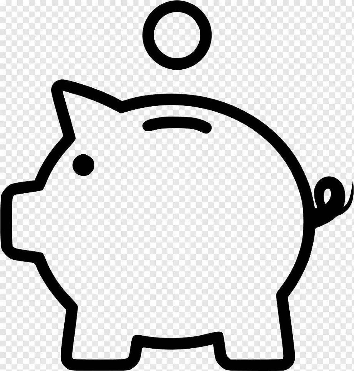 Colorful piggy bank coloring