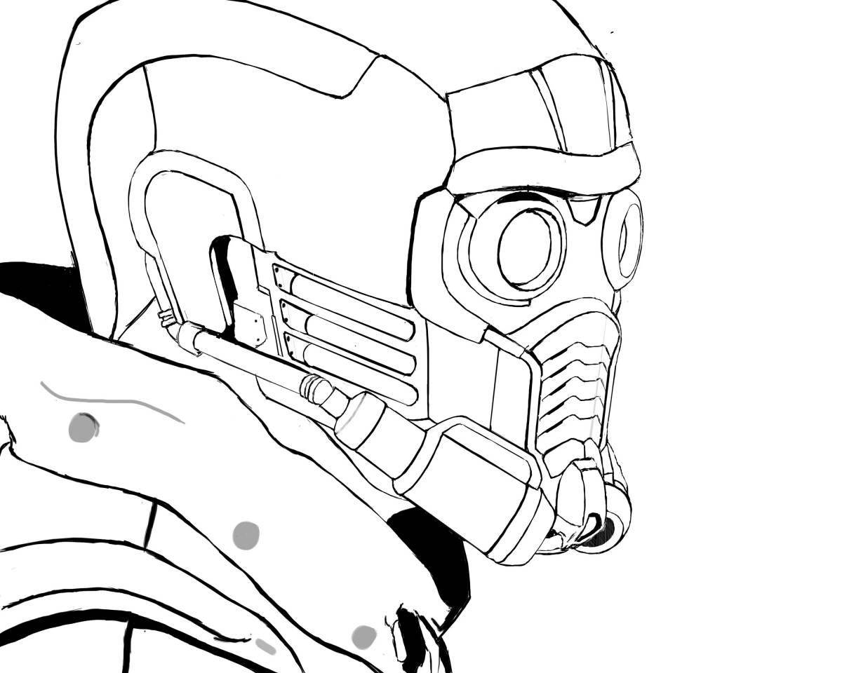 Colorful star lord coloring page