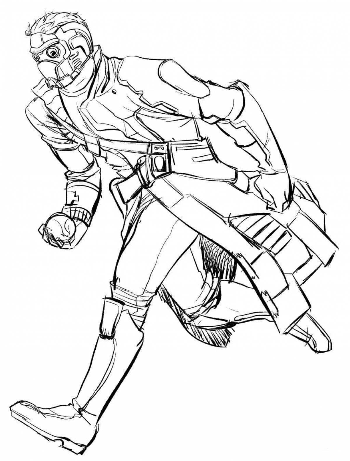 Glowing star lord coloring page