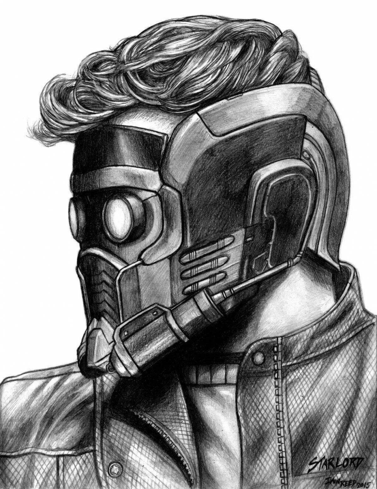 Adorable star lord coloring page
