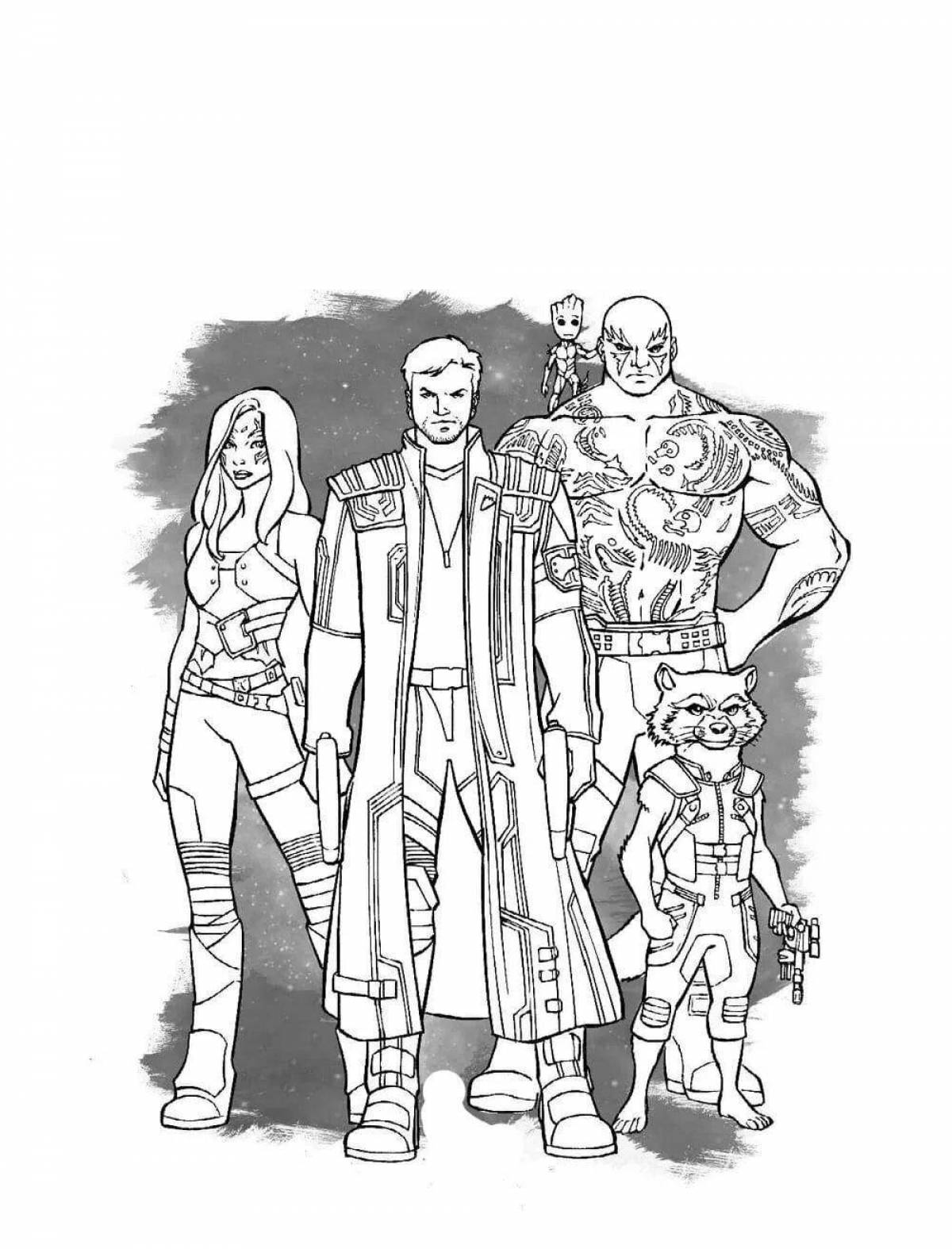 Joyful star lord coloring page