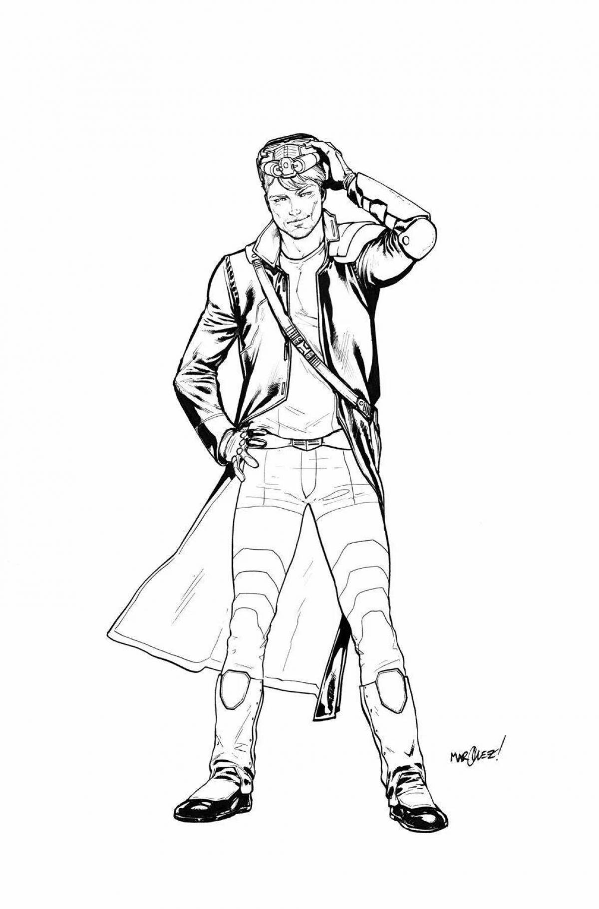 Coloring page cheerful star lord