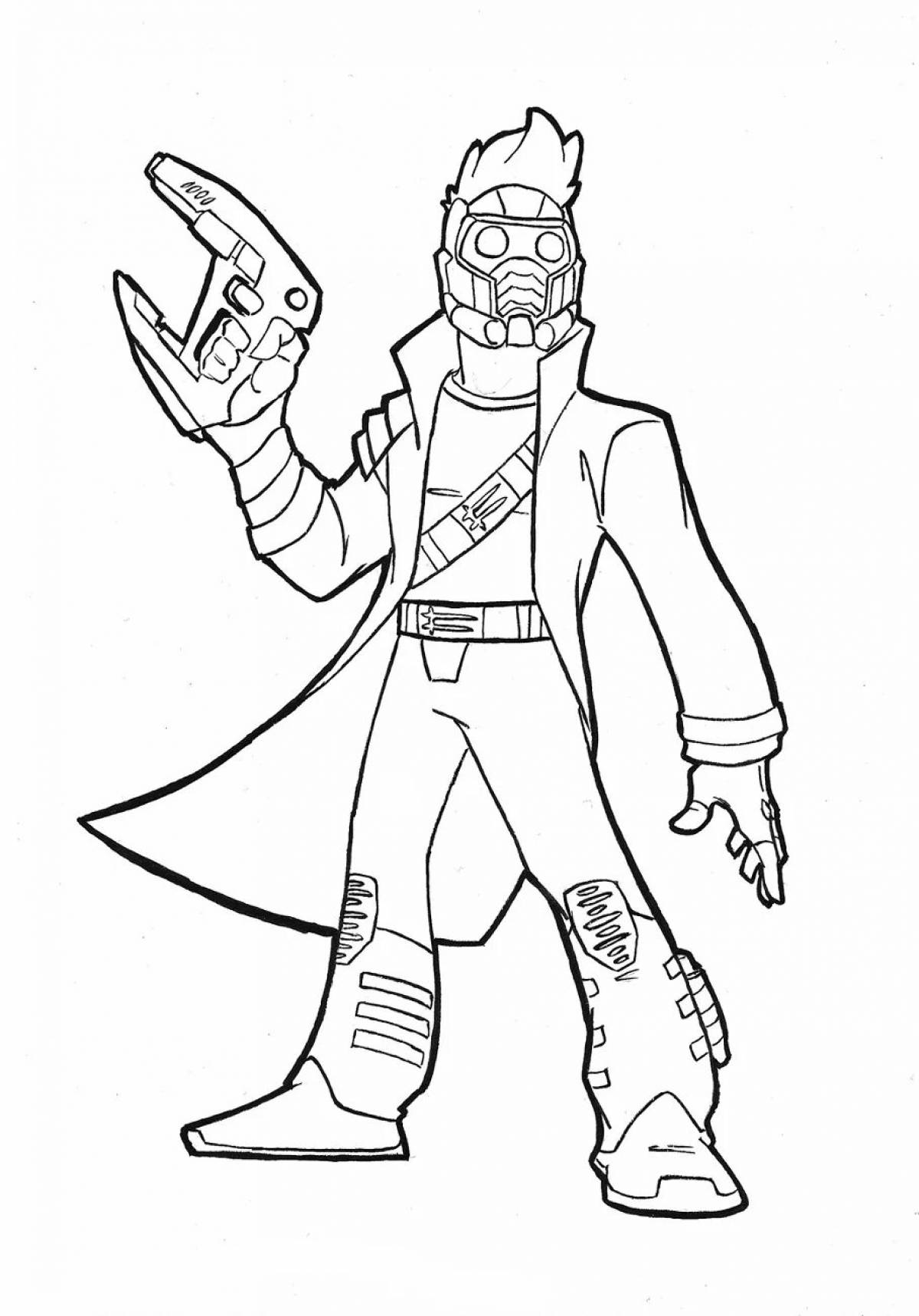 Colorful star lord coloring page