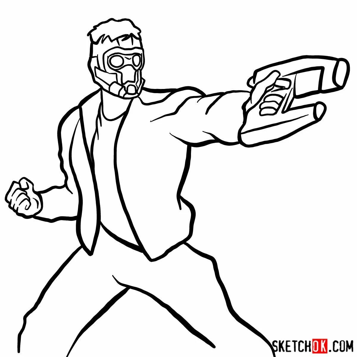 Intricate star lord coloring page