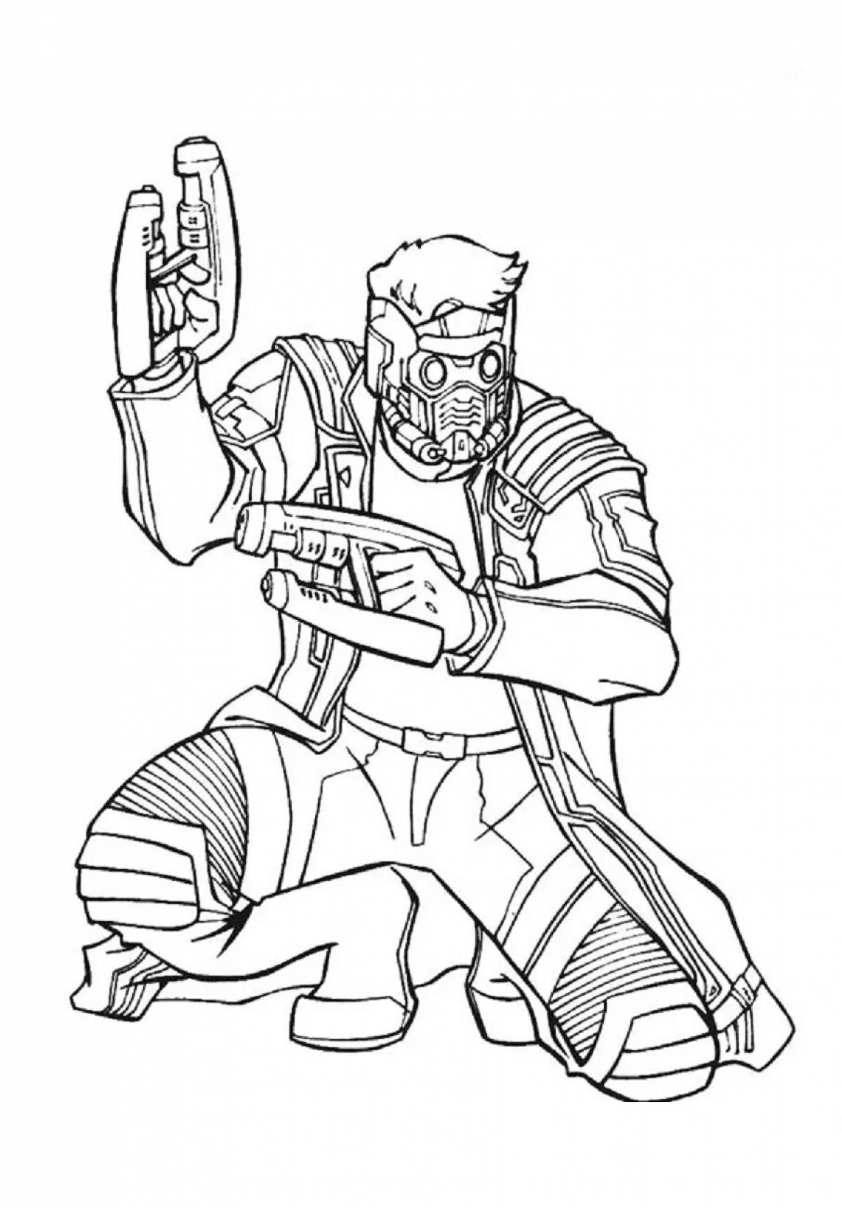 Detailed star lord coloring page
