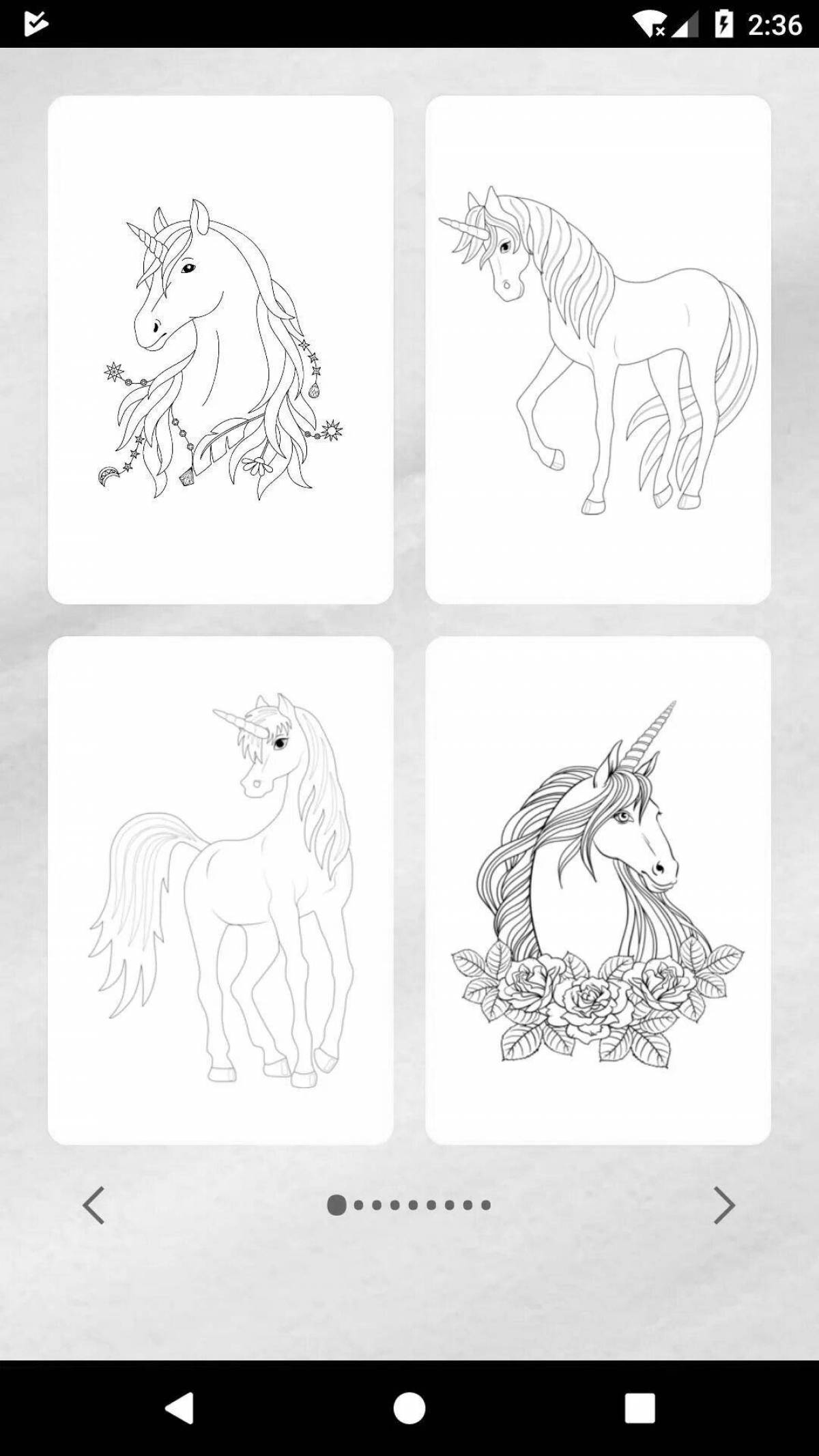 Magic unicorn coloring pages