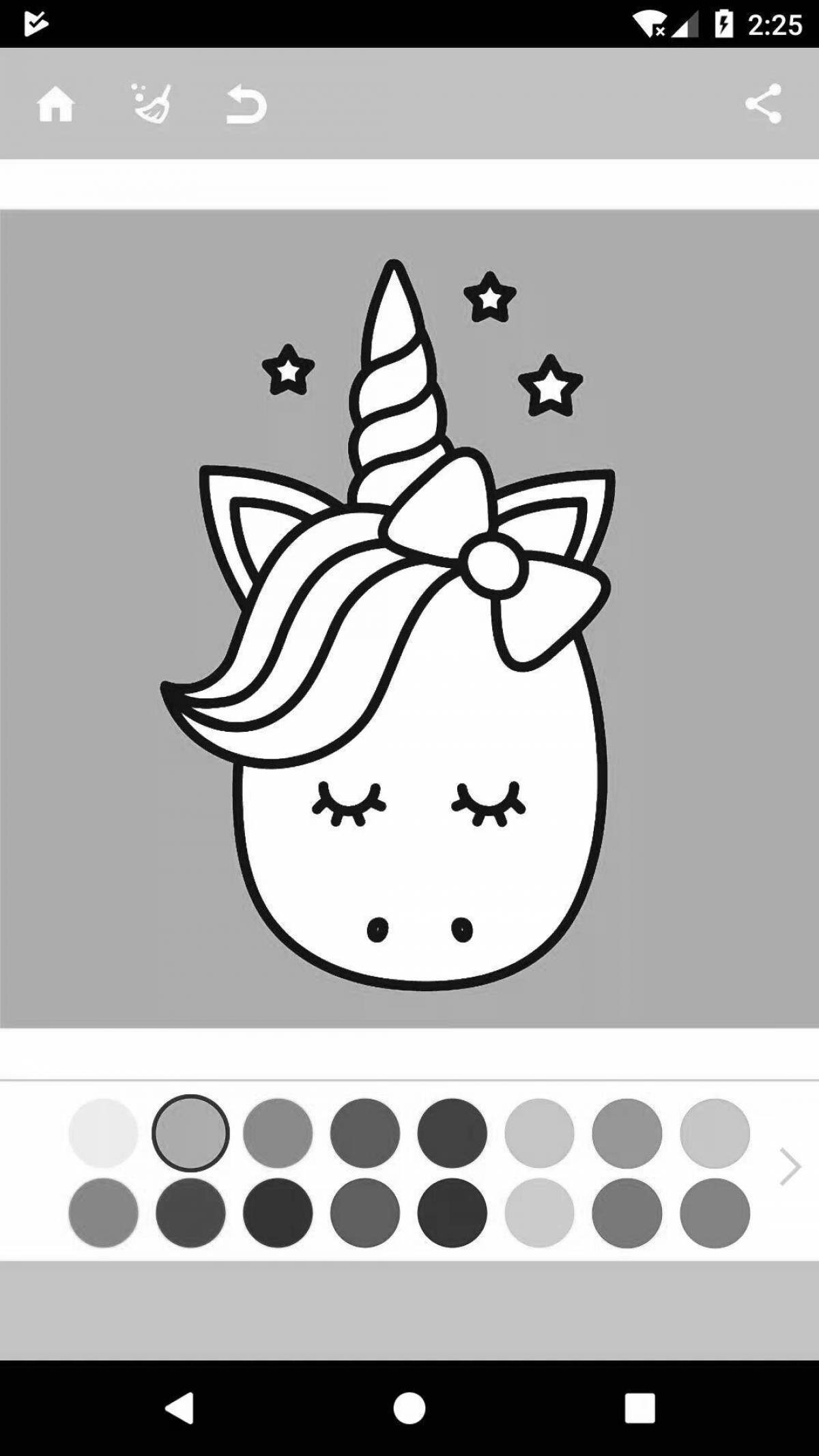 Radiant coloring page unicorn games