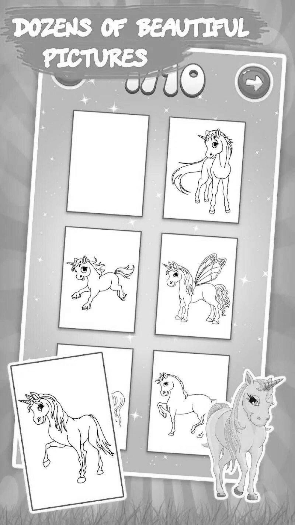 Unicorns funny coloring pages