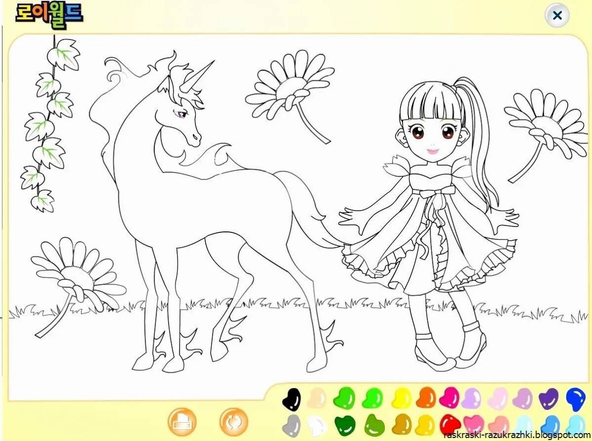 Playable unicorn coloring pages