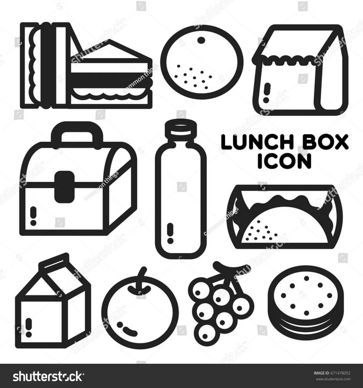 Lunch Box с продуктами раскраска