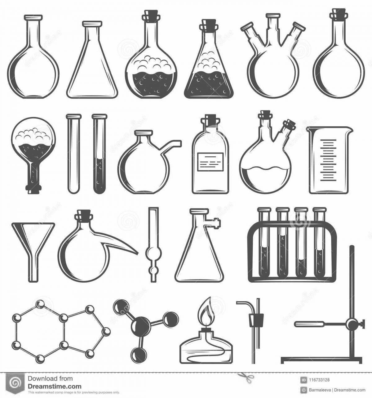 Химические колбы и пробирки рисунок