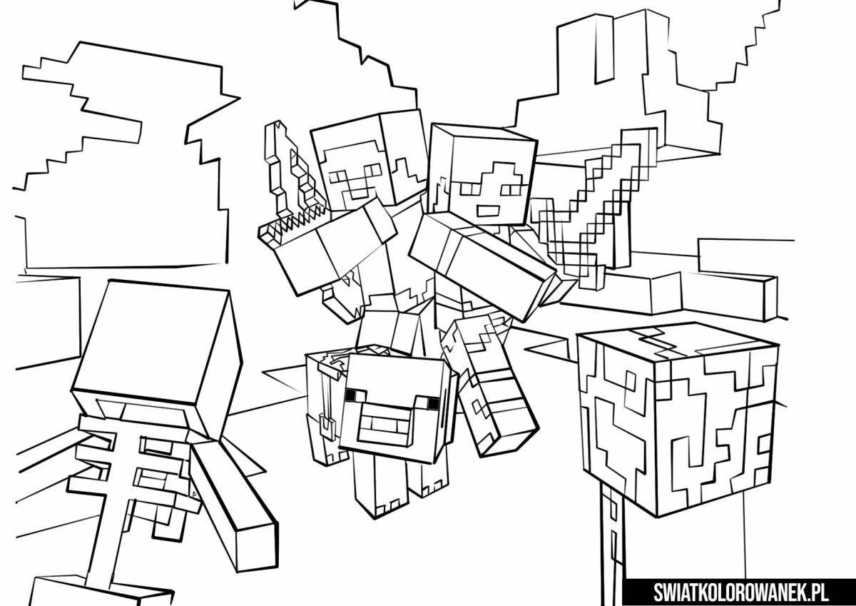 Exquisite minecraft world coloring page