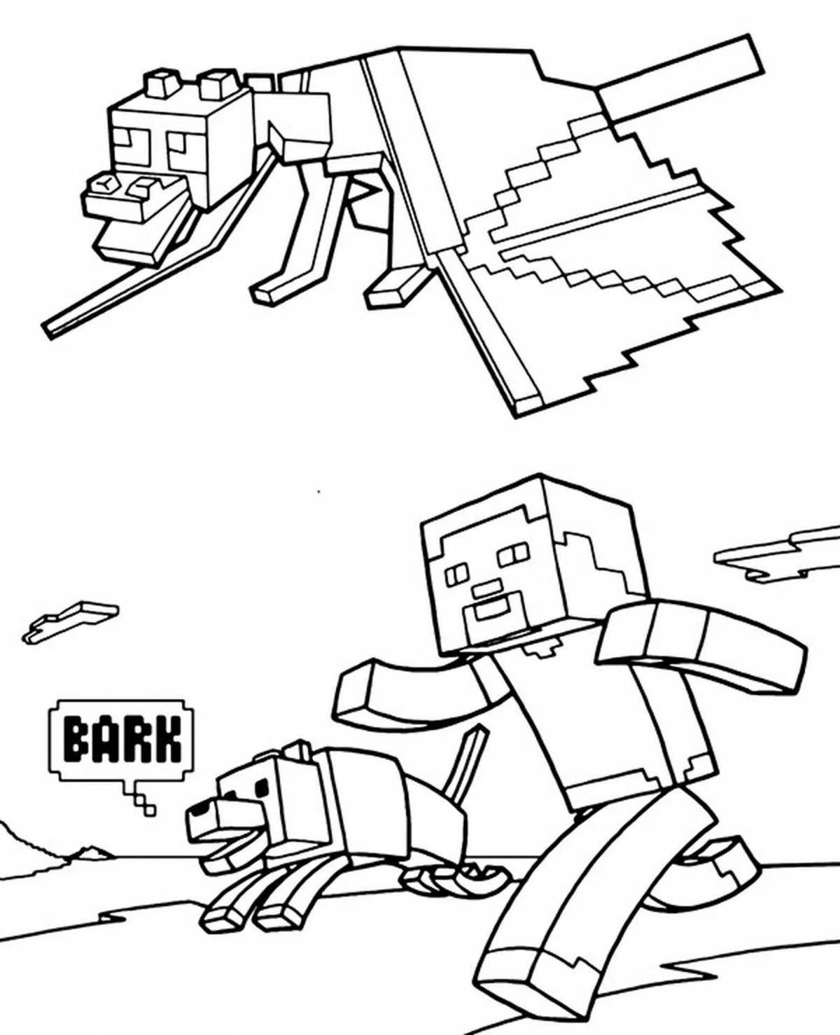 Intriguing minecraft world coloring page