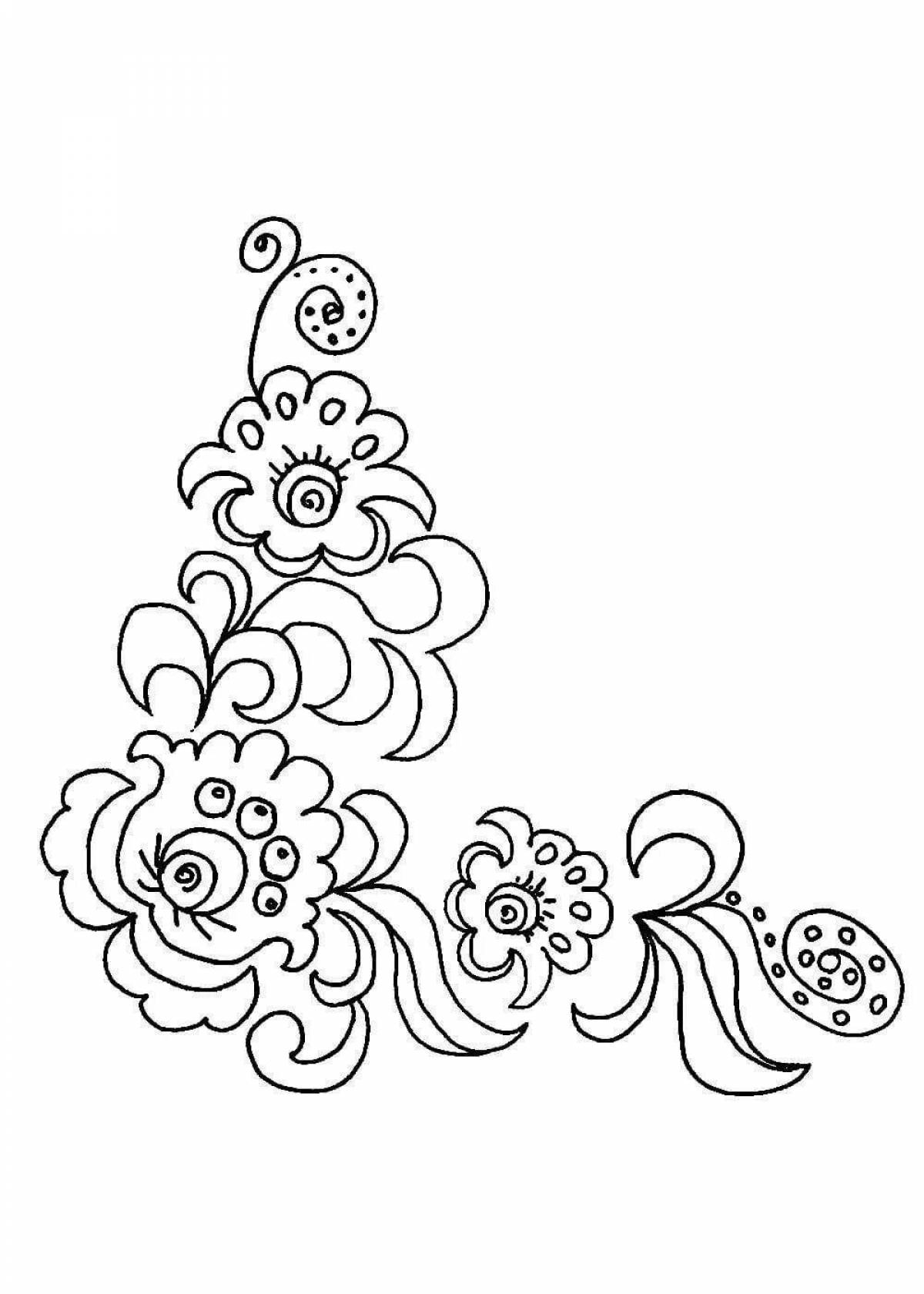 Coloring page delightful gzhel patterns