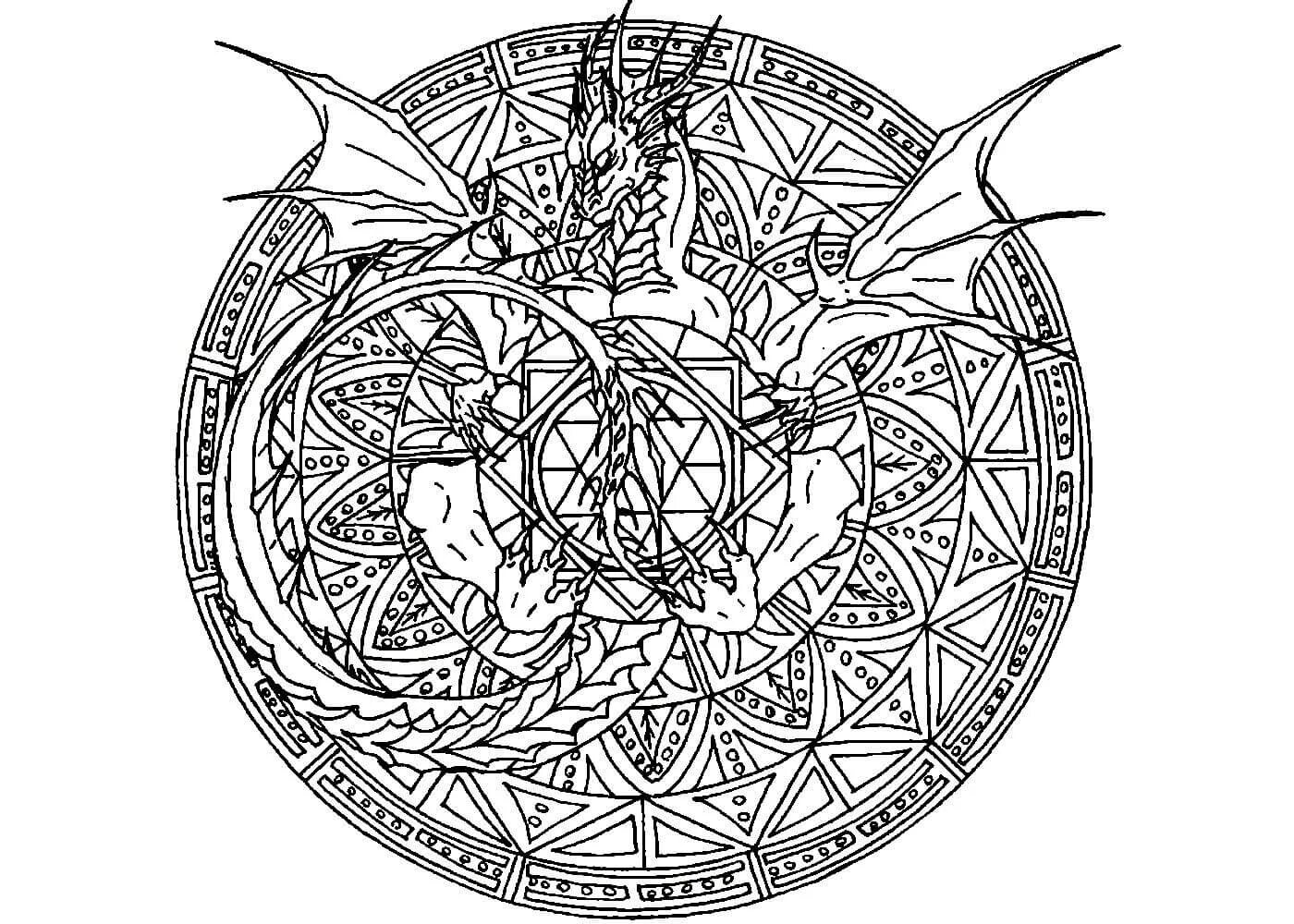 Intricate mandala coloring page - mystical