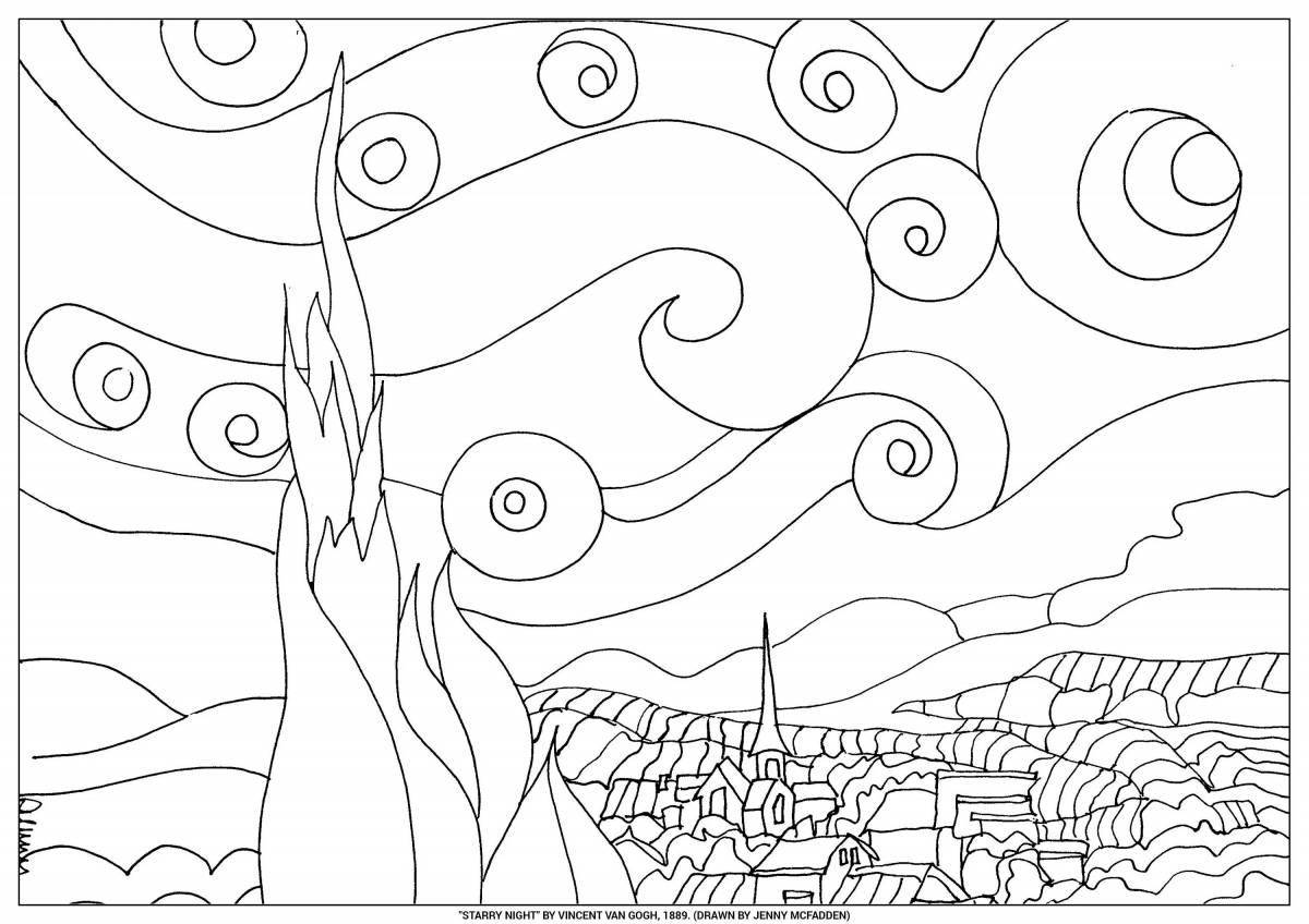 Coloring majestic starry night