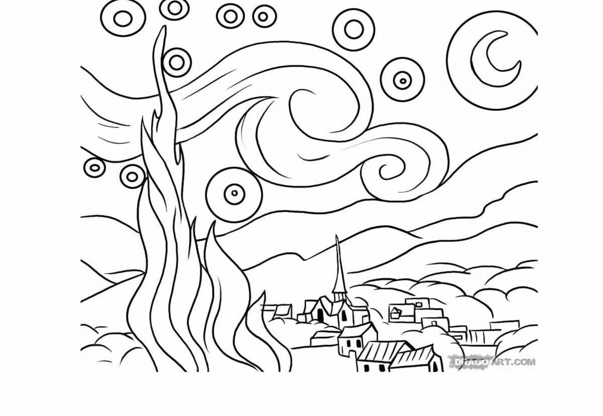 Colouring serene starry night