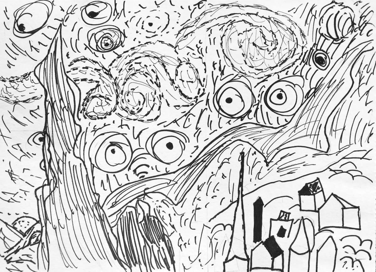 Awesome starry night coloring book