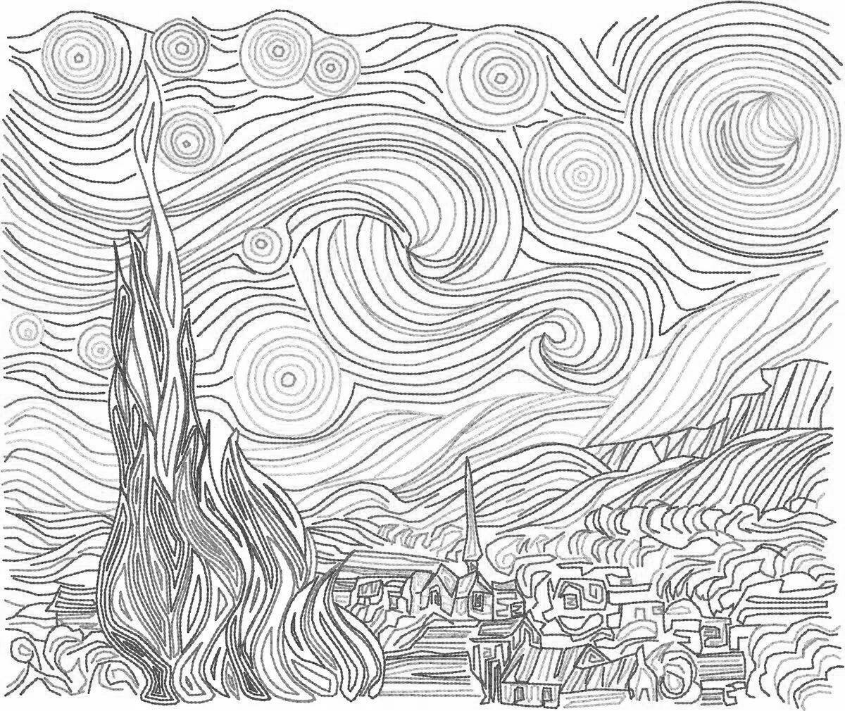 Coloring bright starry night