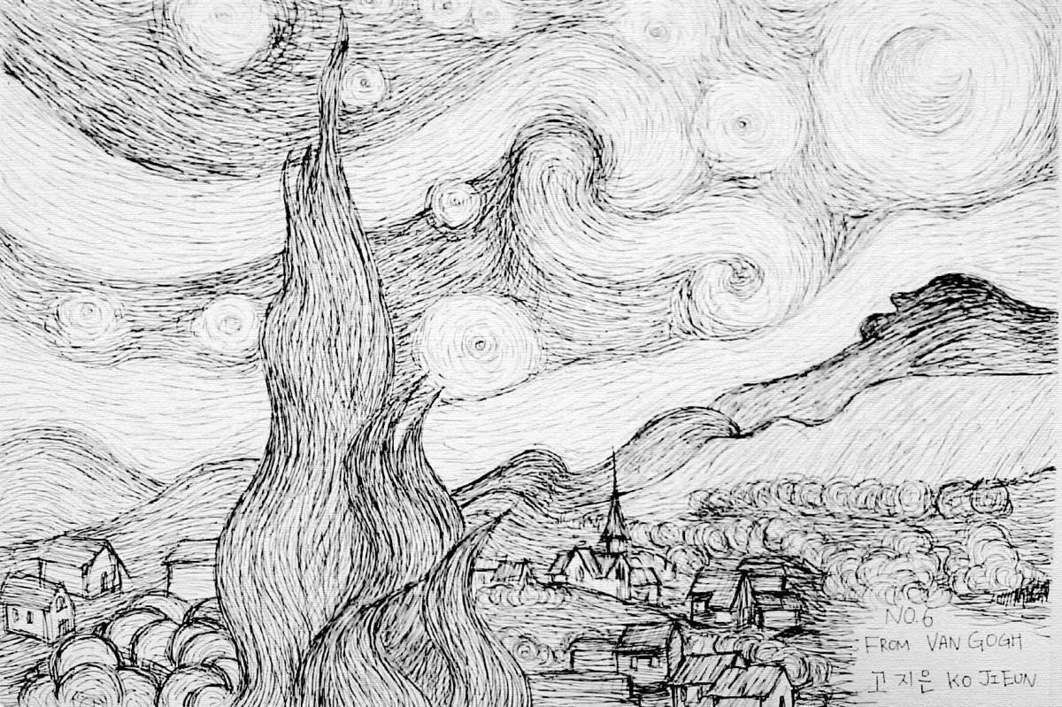 Coloring book gorgeous starry night