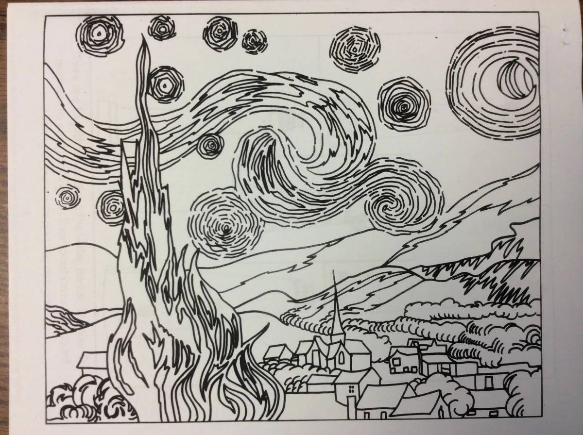 Wonderful starry night coloring page