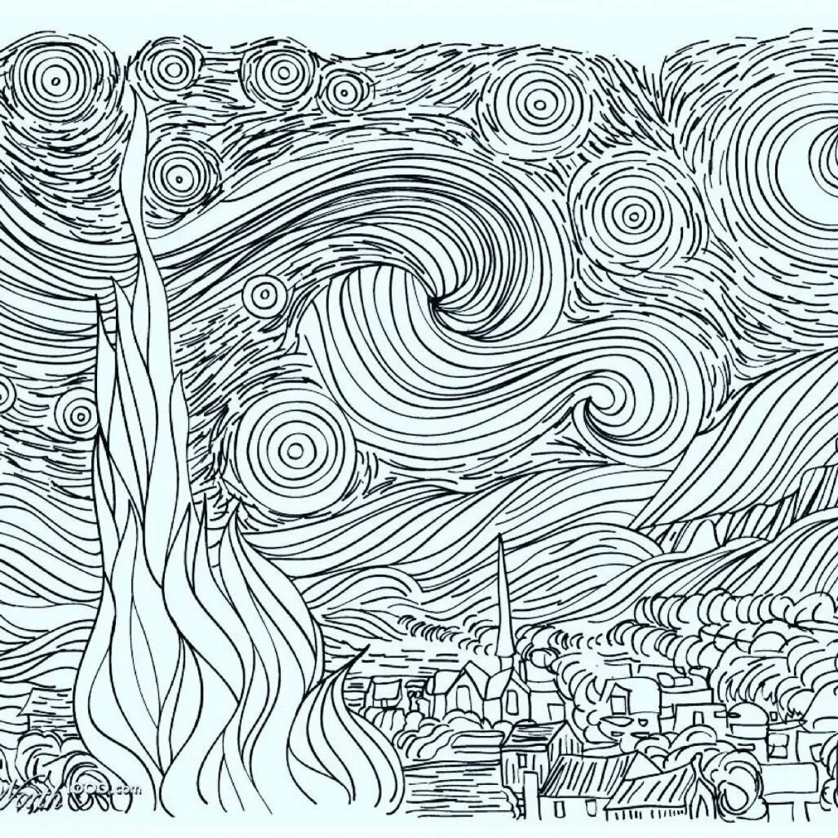 Fancy starry night coloring book