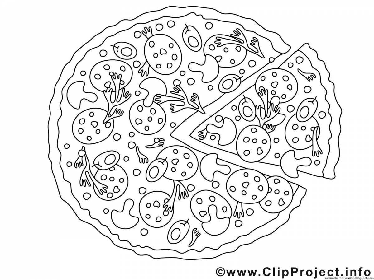 Attractive pizza coloring page