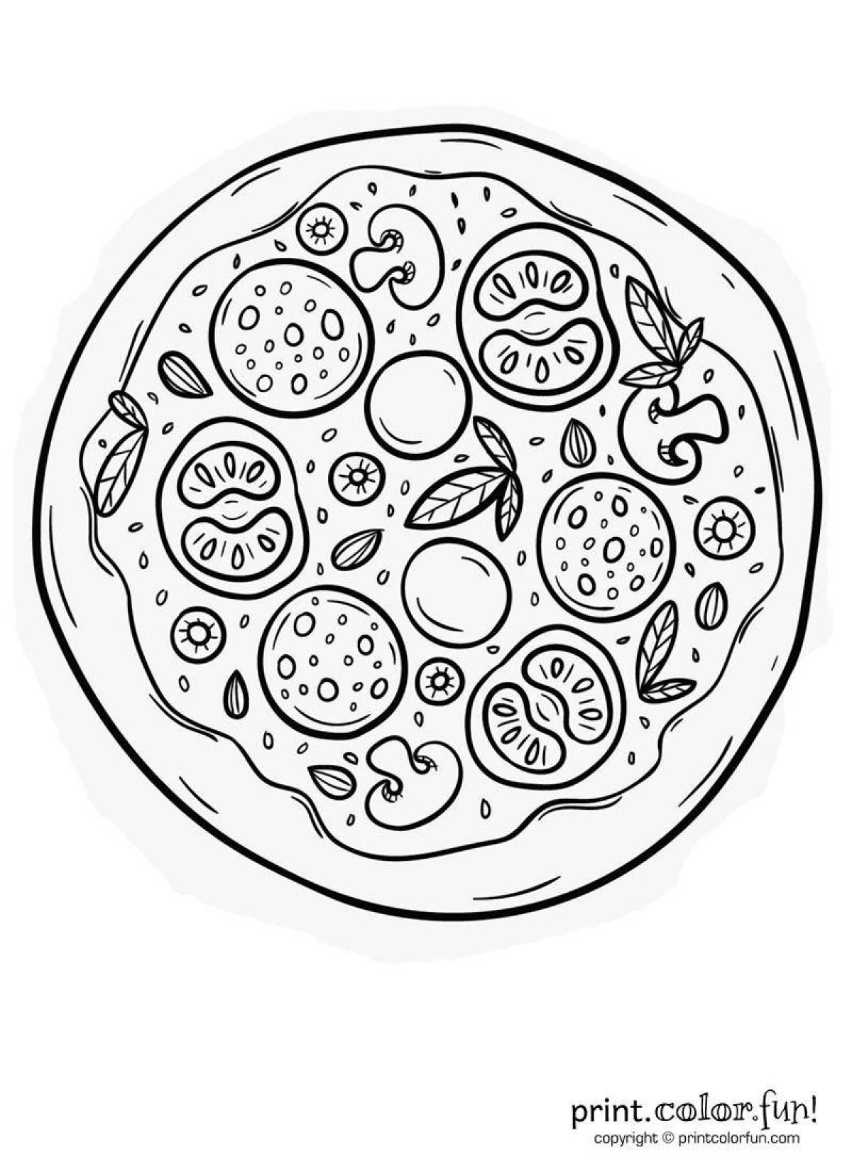 Оживленная страница раскраски пиццы
