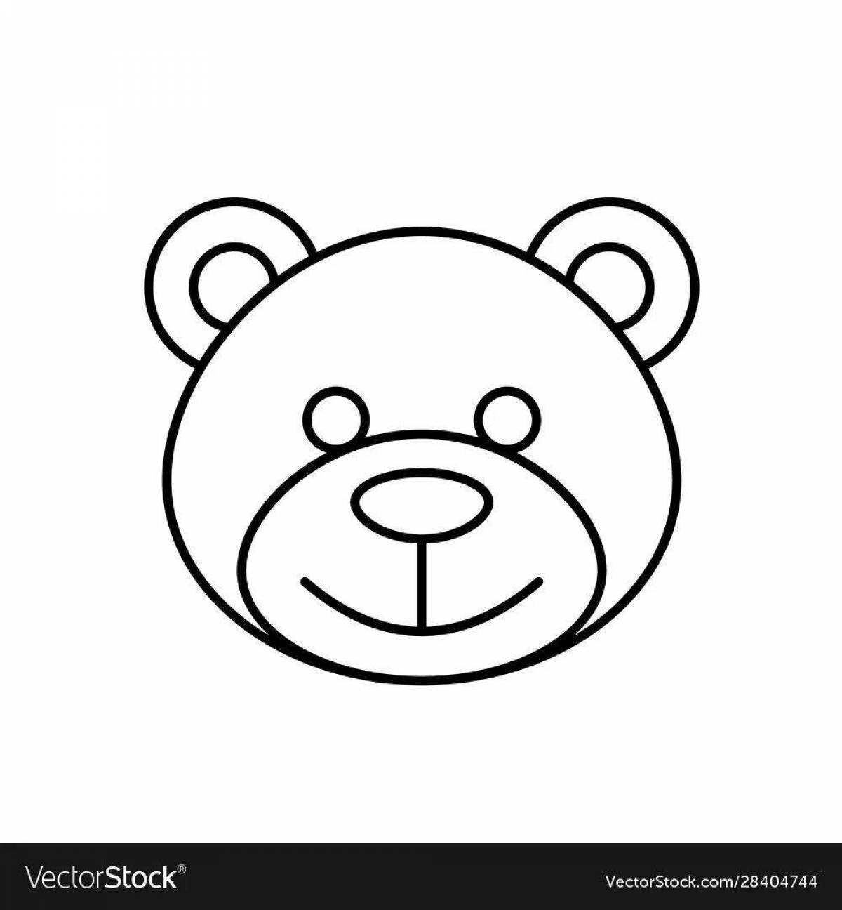 Glitter bear face coloring page