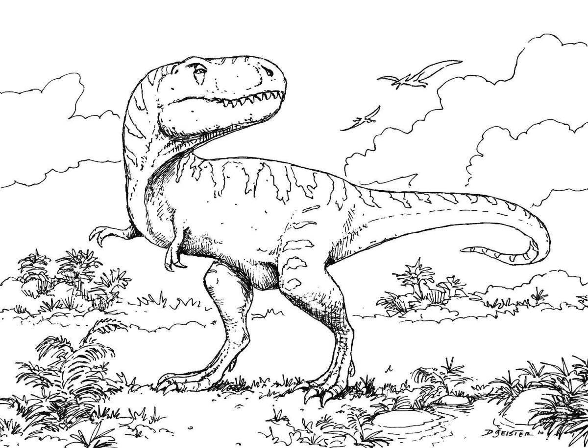 Доисторическая раскраска динозавр тираннозавр