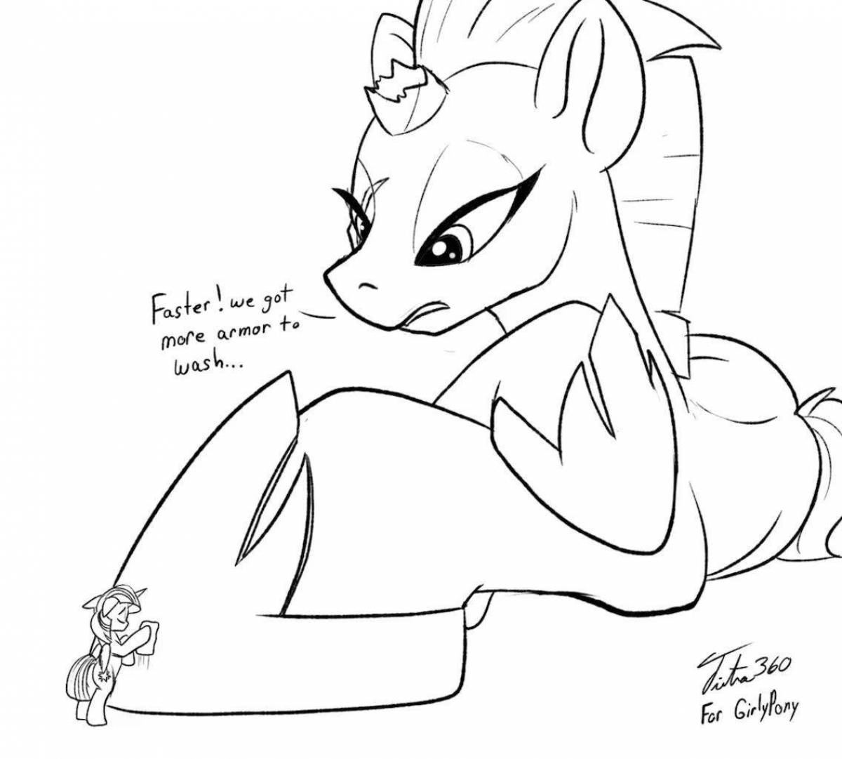 Coloring page elegant storm pony