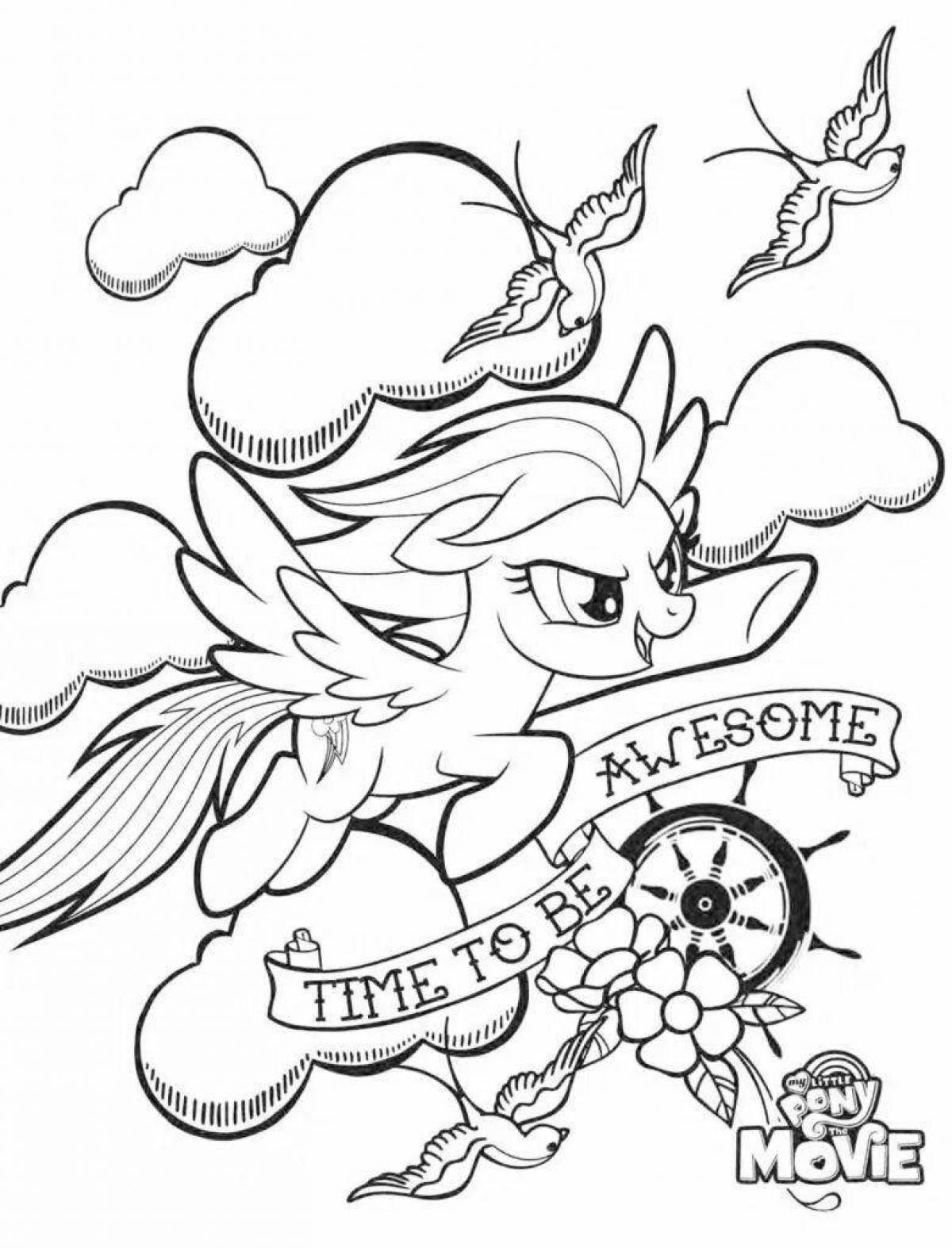 Colorful storm pony coloring page