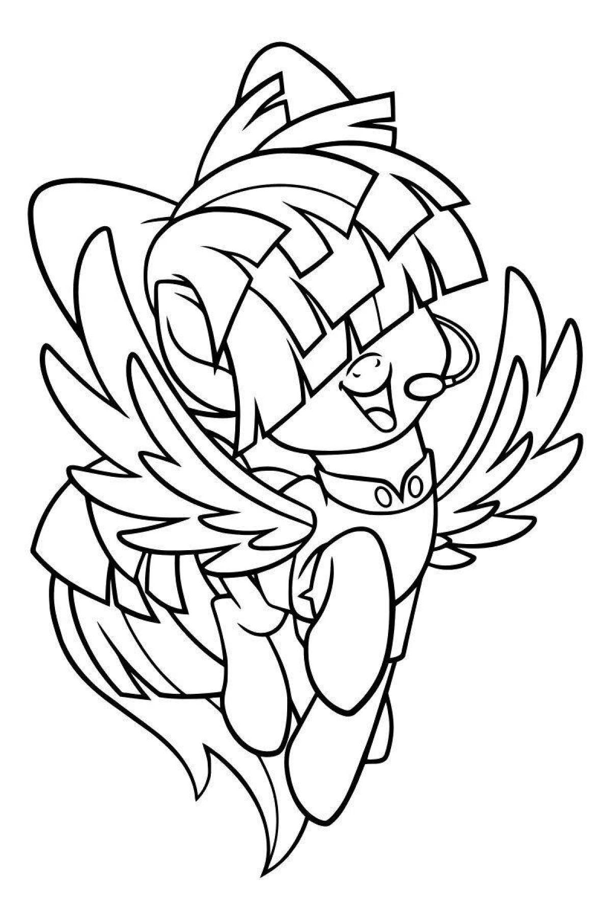 Coloring page joyful storm pony