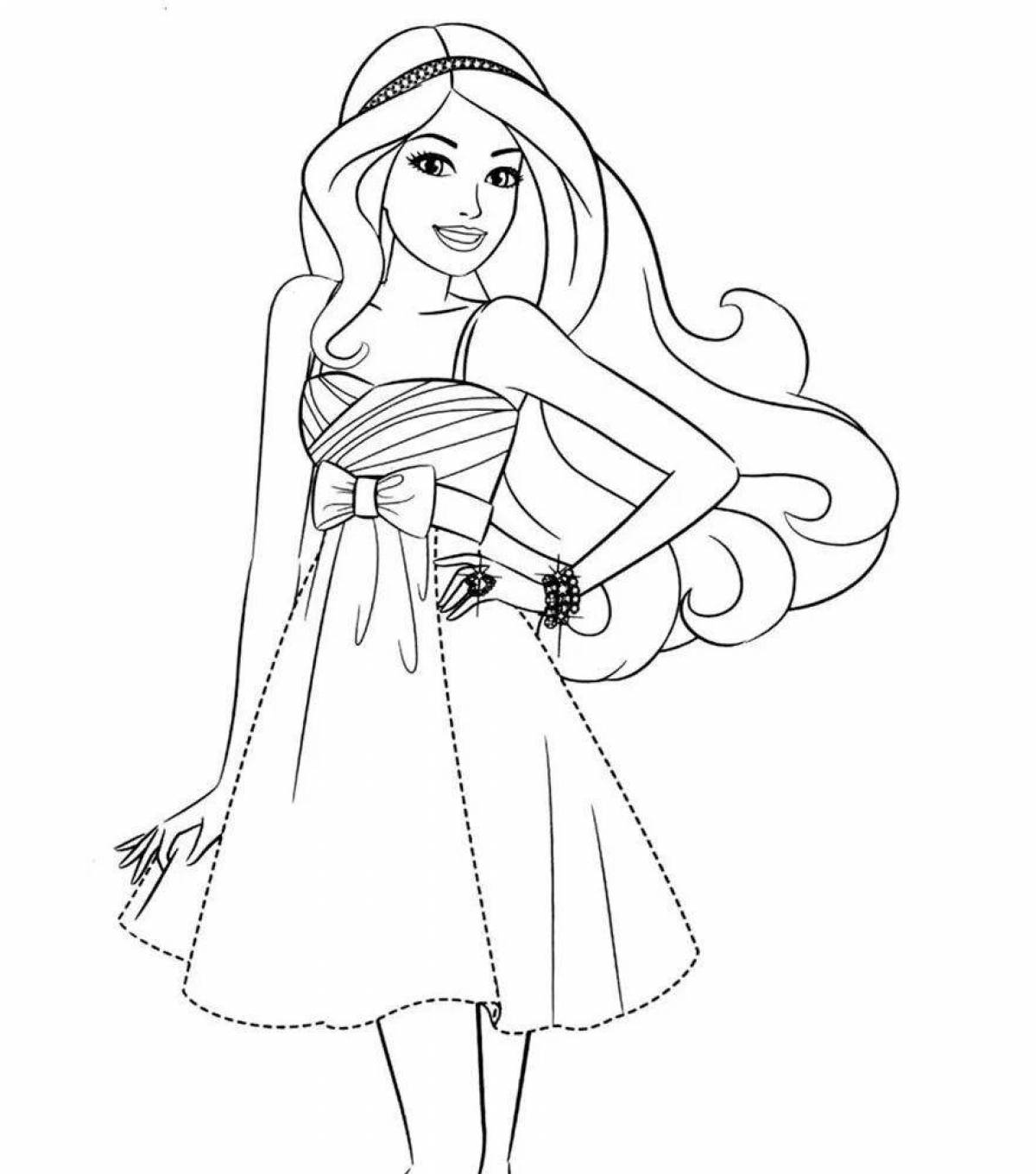 Bright barbie coloring page