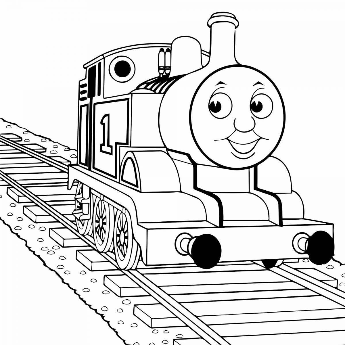 Coloring book funny train for kids