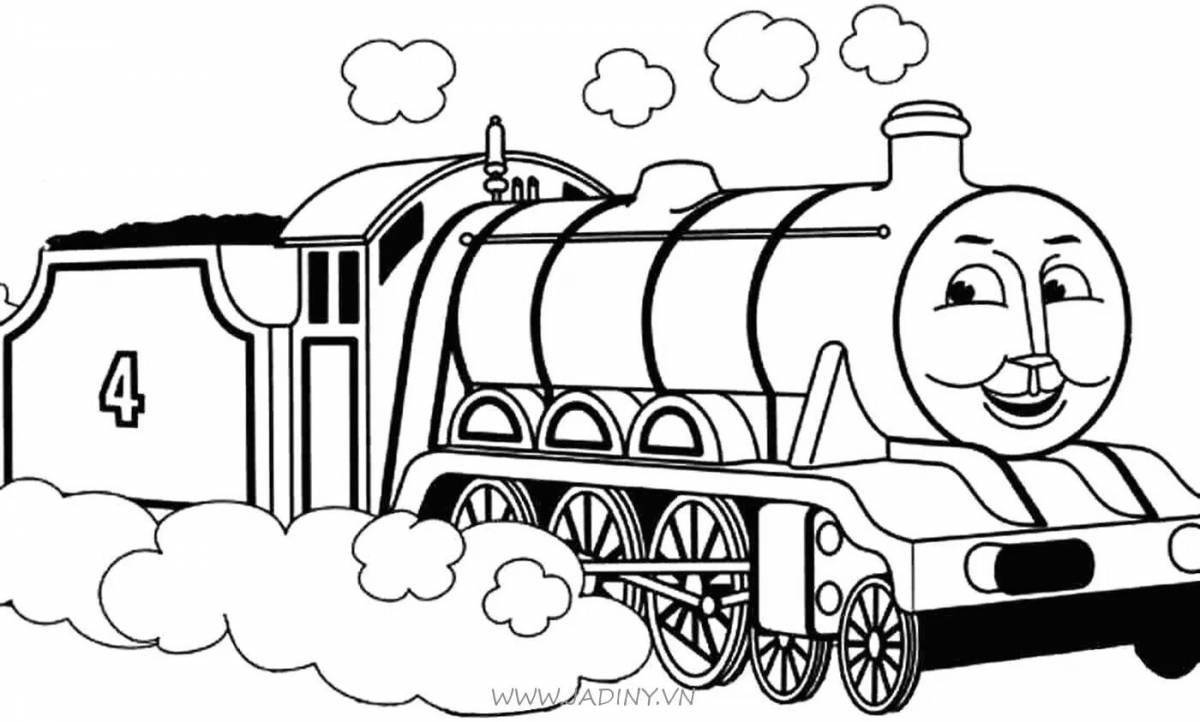Веселая детская раскраска поезда