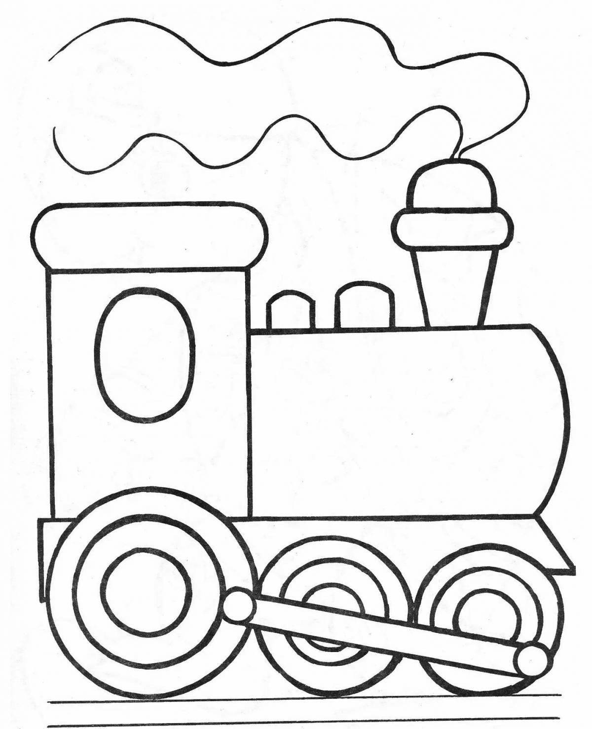 Children's coloring of the train in bright colors
